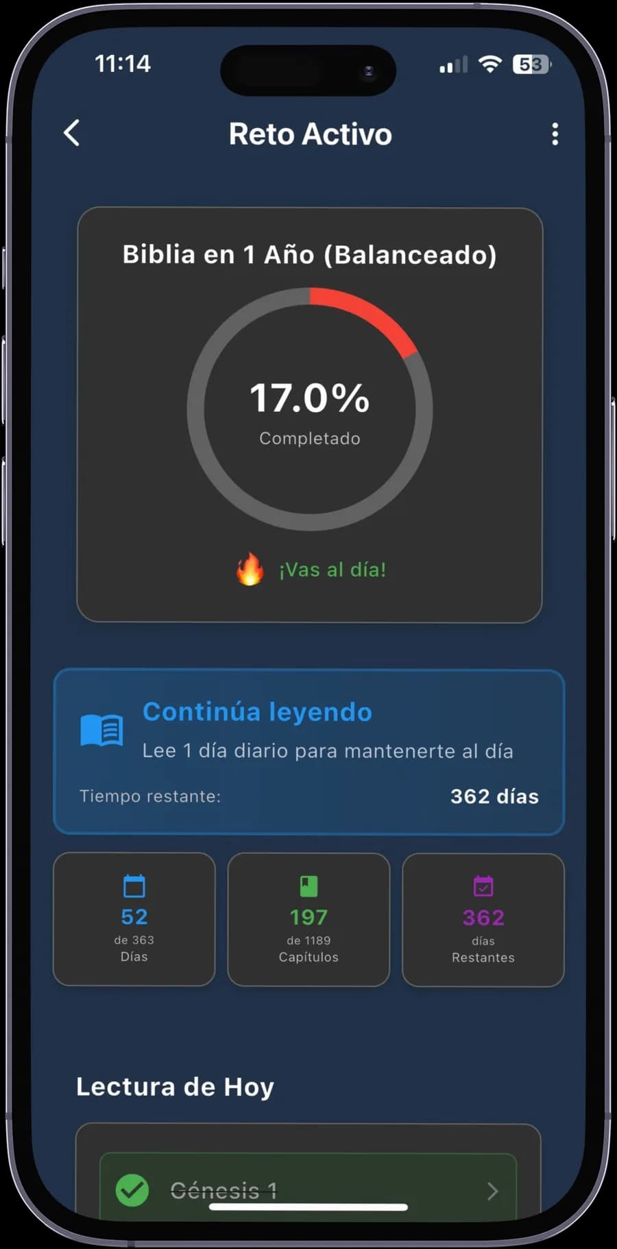Pantalla de retos anuales