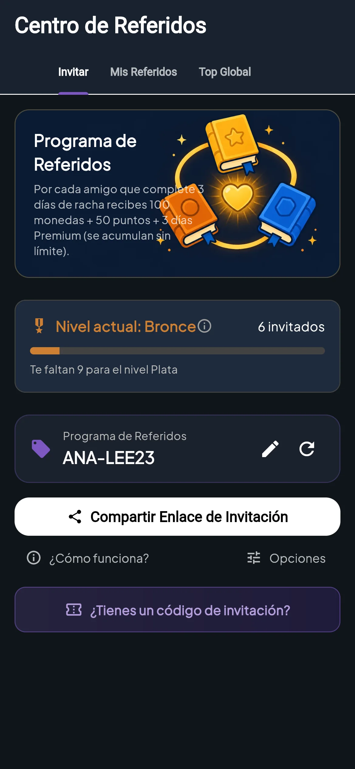 Pantalla del programa de embajadores de BibleVerse